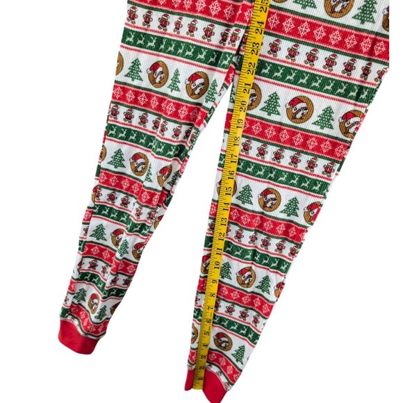 Buc-ees Christmas Pajamas Kids Red White Green Striped Waffle Knit 1 Piece Sz M - Picture 12 of 12